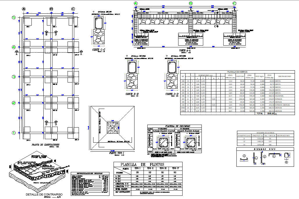 Foundation plan and section detail dwg file