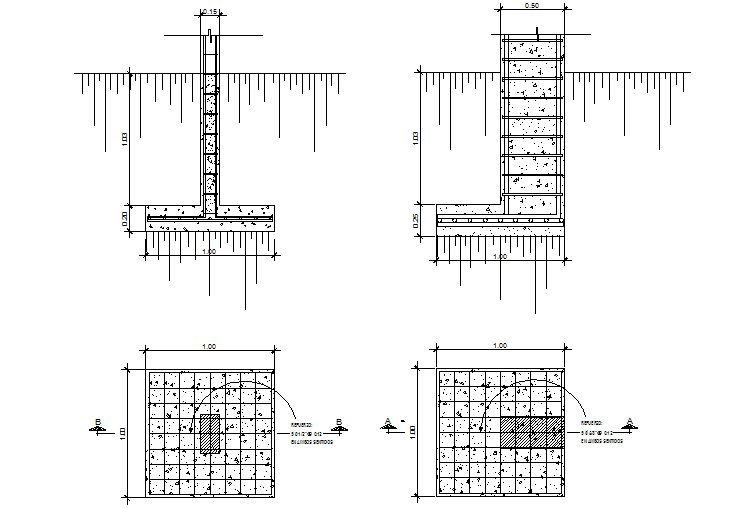 Foundation plan and section detail dwg file