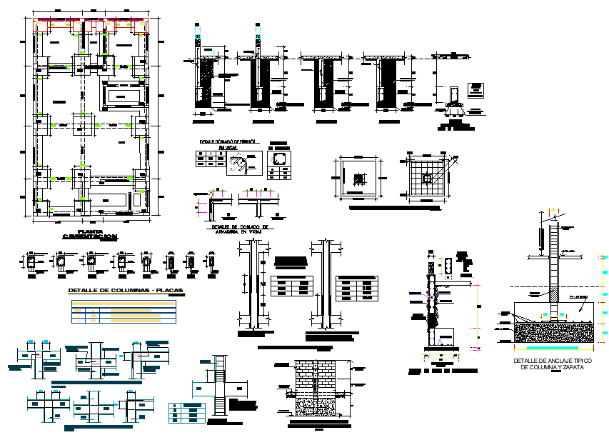 Foundation plan and section detail dwg file