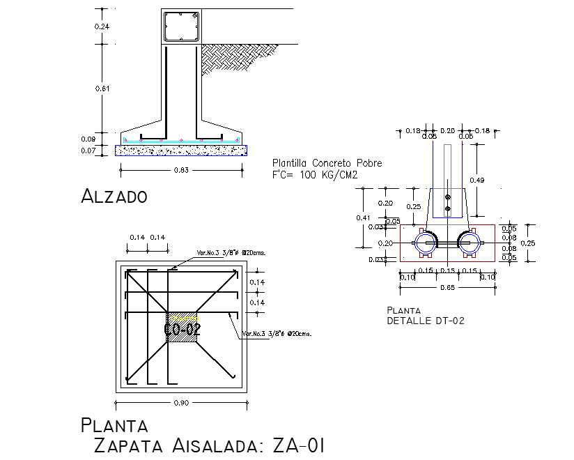 Foundation plan and section detail dwg file