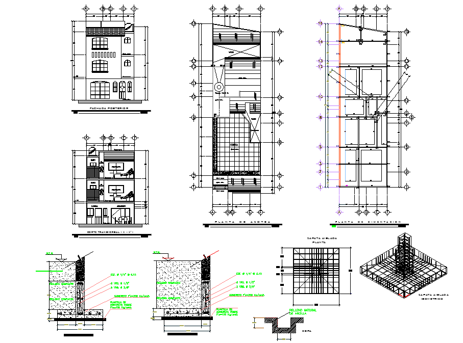 Foundation plan and section detail dwg file