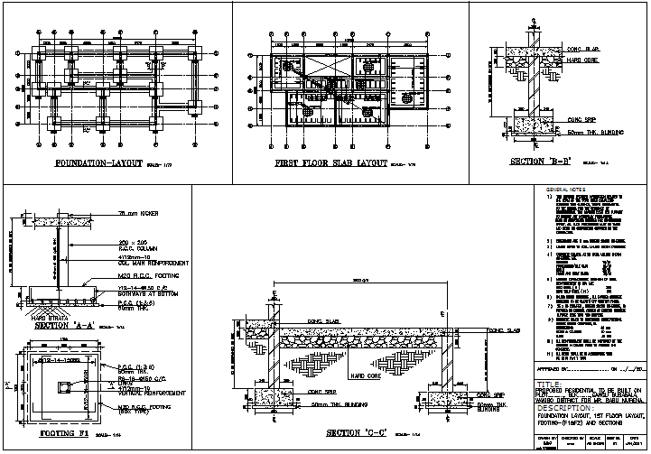 Foundation plan and section detail dwg file