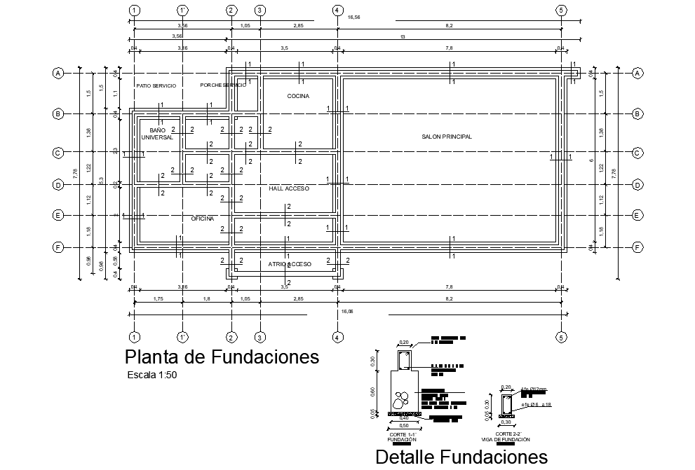Foundation plan and section detail dwg file