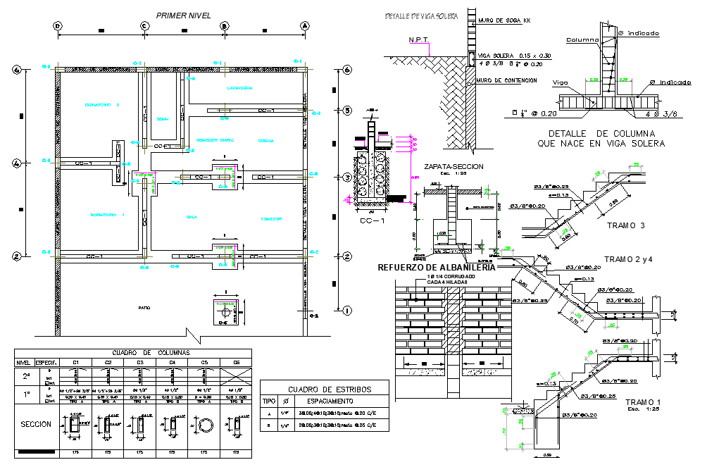 Foundation plan and section plan autocad file