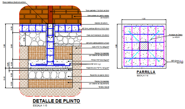 Foundation plan and section working plan detail dwg file,