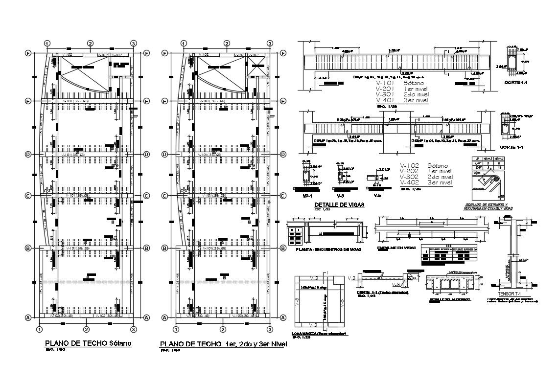 Foundation plan construction details with concrete beam dwg file