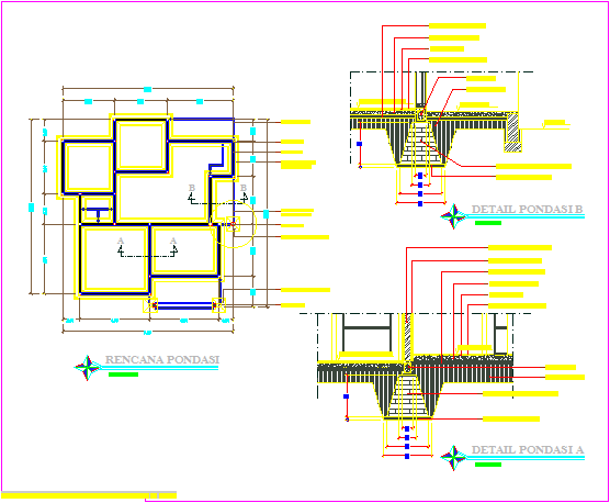 Foundation plan detail drawing of single family house design drawing