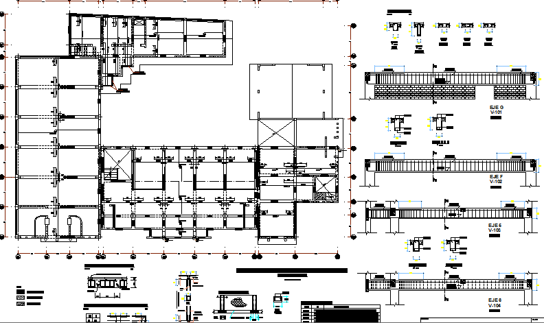 Foundation plan details with column and beam of municipality building dwg file