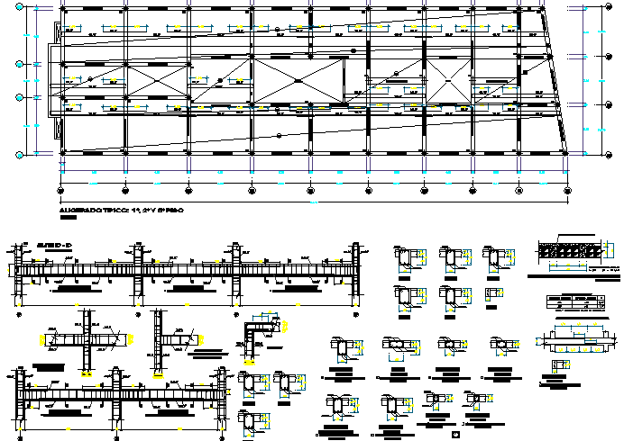 Foundation plan details with column and beam of shopping center dwg file