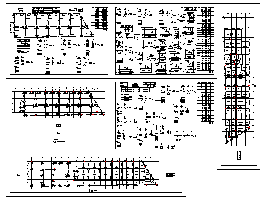 Foundation plan layout and structure member specification detail view dwg file