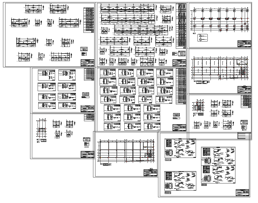 Foundation plan layout and structure member specification detail view dwg file