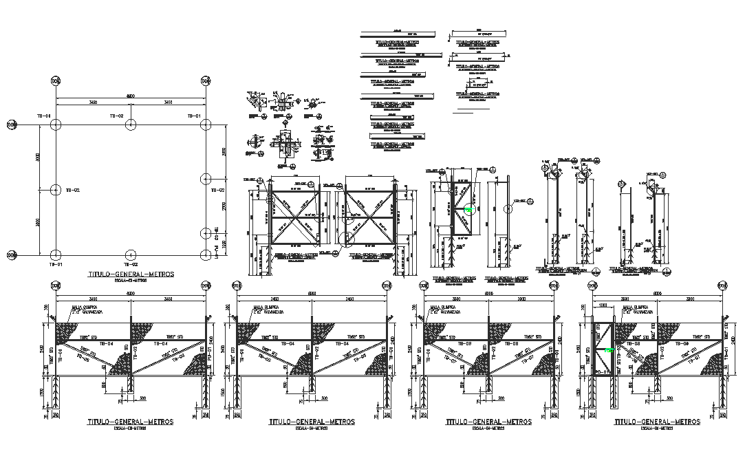 Foundation plan layout detail view dwg file