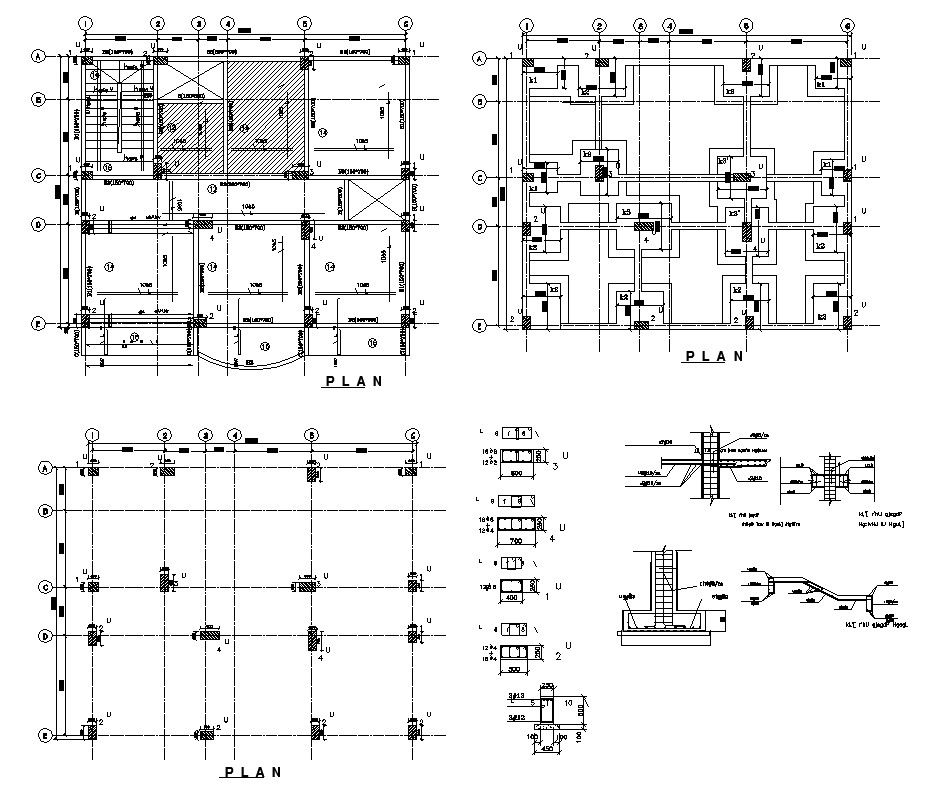 Foundation plan of a building detail CAD structure layout file in dwg format