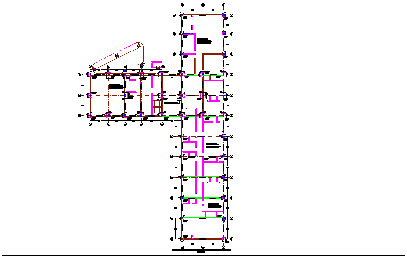 Foundation plan of consulting area for integral community center dwg file