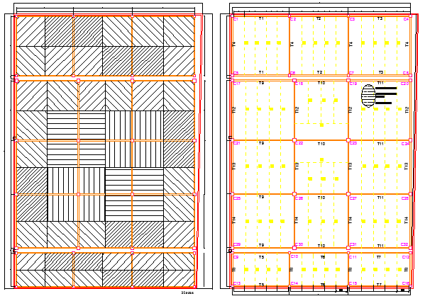 Foundation plan of corporate steel building design dwg file