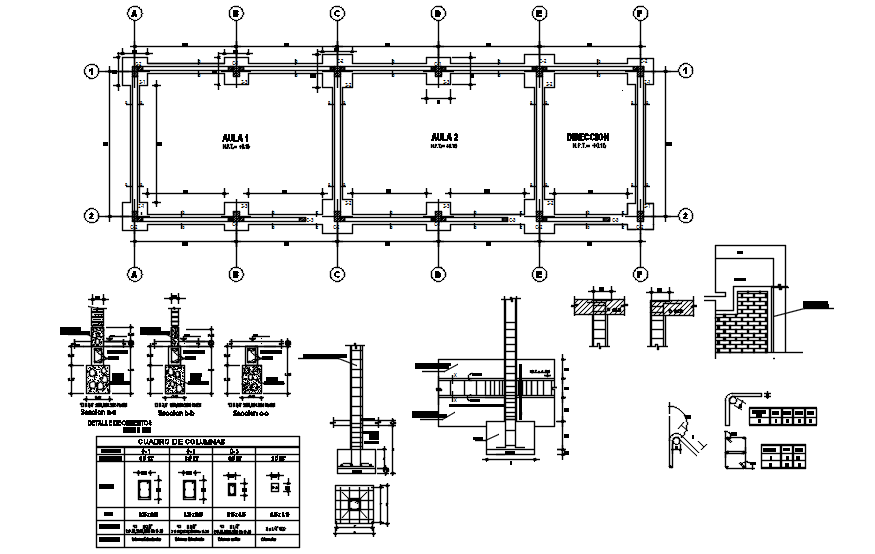 Foundation plan of the classroom in dwg file