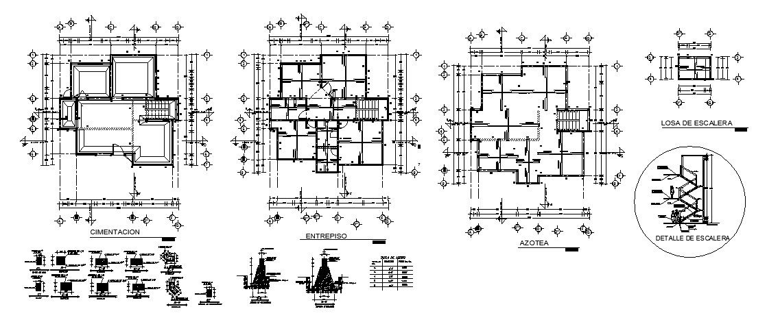 Foundation plan of the house with detail dimension in dwg file