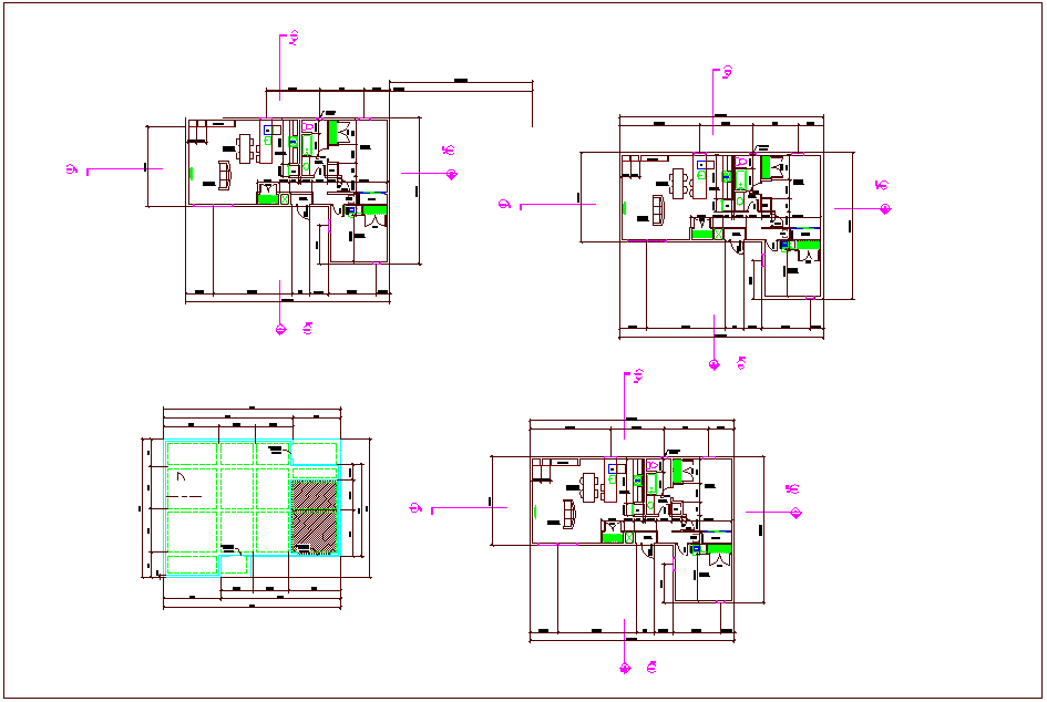 Foundation plan view of house with view of dimension dwg file