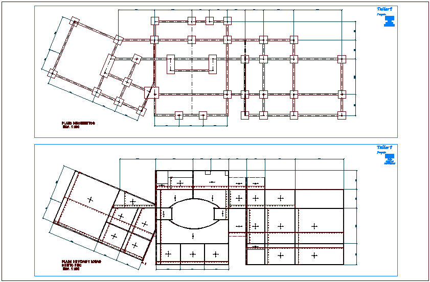 Foundation plan with beam and slab view of university dwg file
