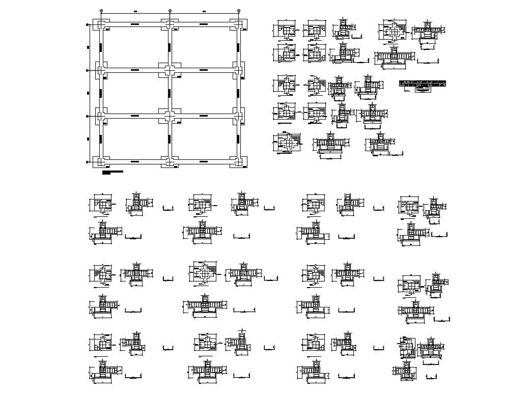 Foundation plan with beam schedule cad construction details dwg file