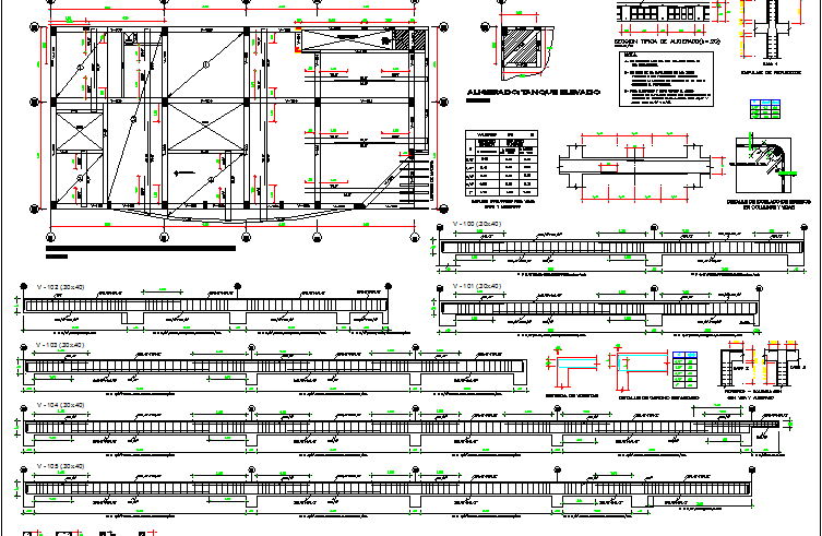 Foundation plan with column and beam construction of house dwg file