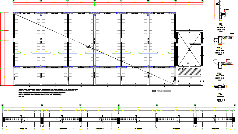 Foundation plan with column and beam of school dwg file