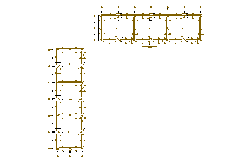 Foundation plan with column detail with construction view for school dwg file