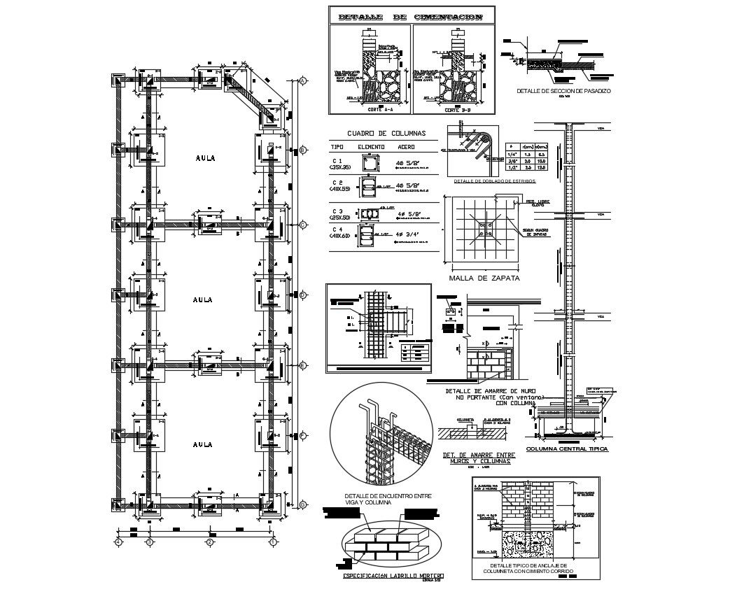 Foundation plan with detail dimension in dwg file
