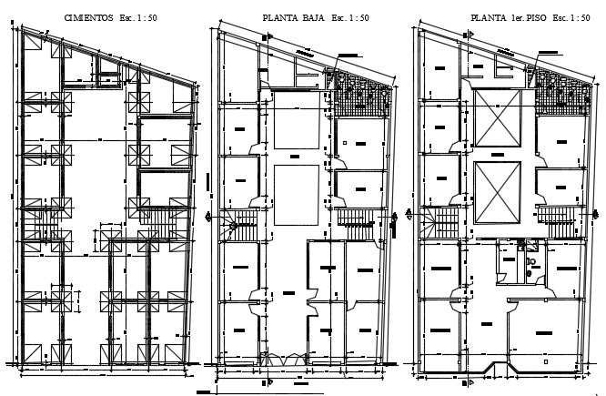Foundation plans to second-floor plan detail dwg file