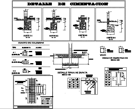 Foundation section detail dwg file