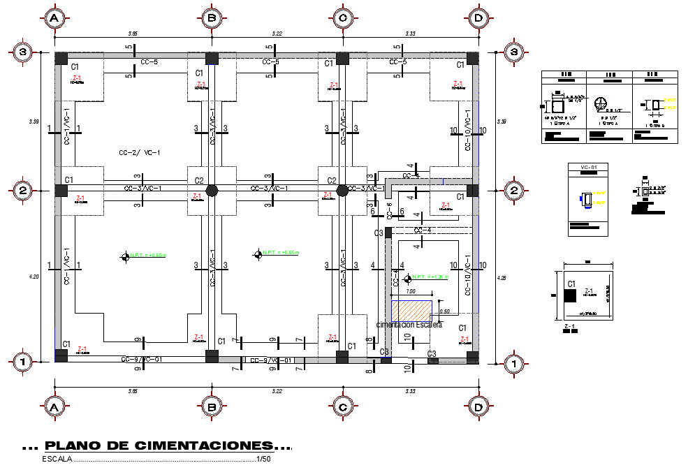 Foundation section plan detail dwg file