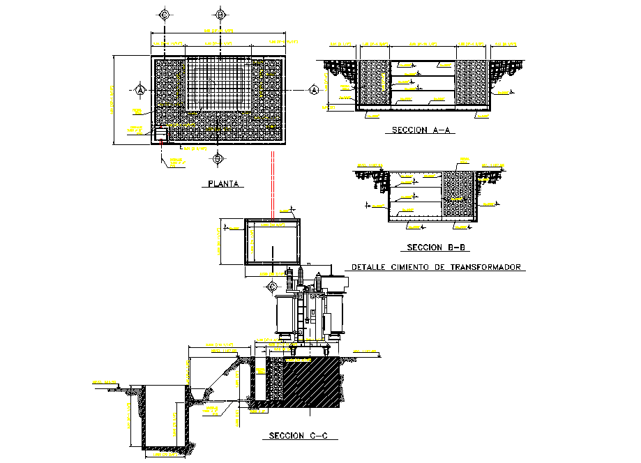 Foundation transformer plan detail dwg file