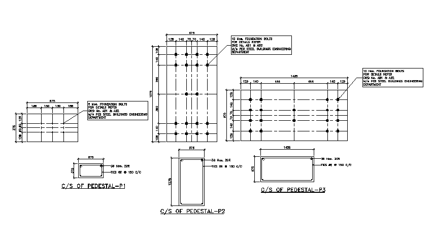 Foundation Layout Plan Civil CAD Drawing DWG File