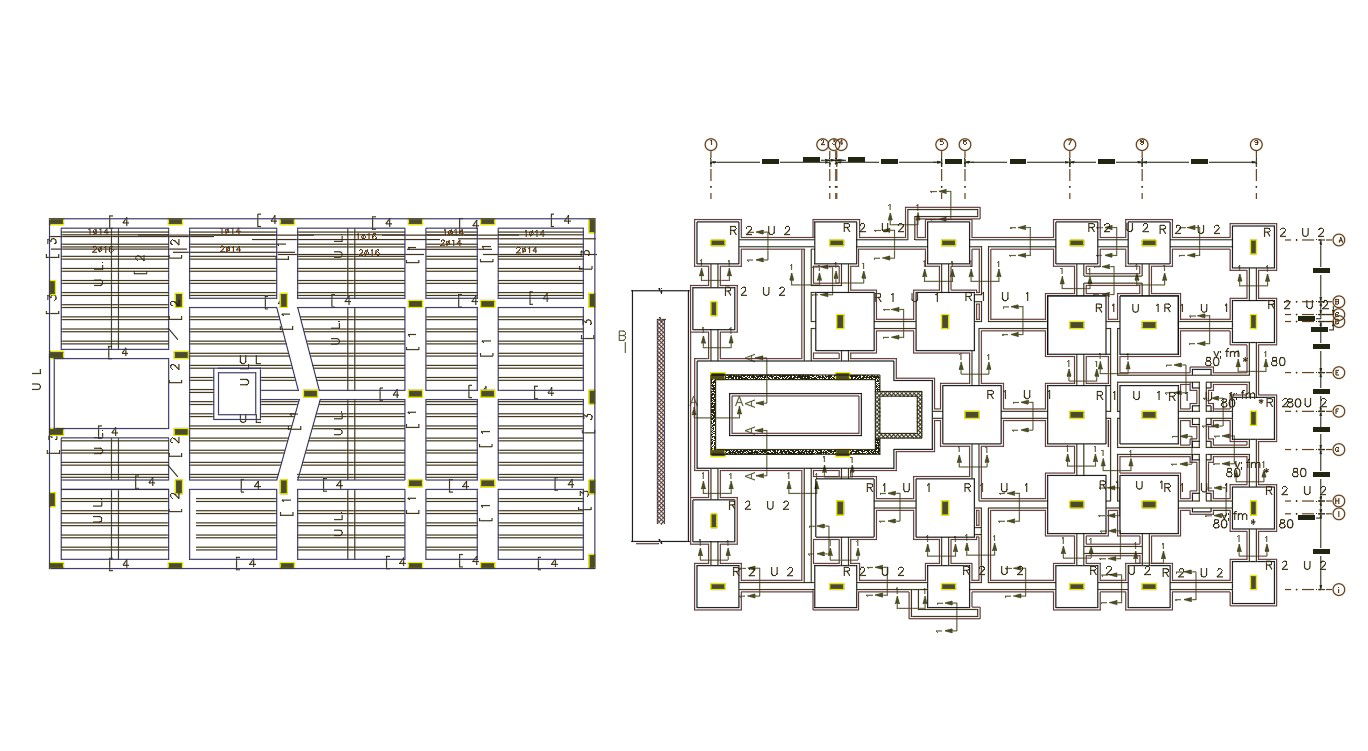 Foundation Plan And Slab bar structure Design CAD File