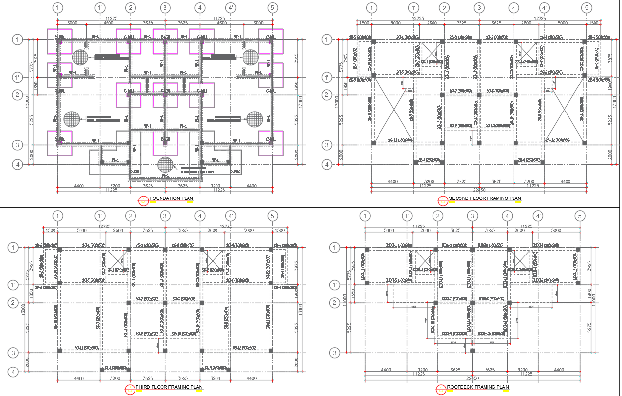 Foundation Plan and Floor Framing Plan Details In AutoCAD File
