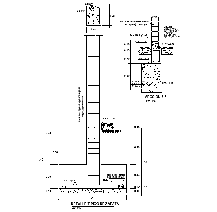 Foundation With Column Section CAD Drawing Download DWG File