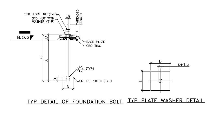 Foundation bolt details drawing. Download cad DWG file | CADBULL