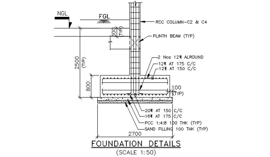 Foundation detail drawing. Download autocad file | CADBULL