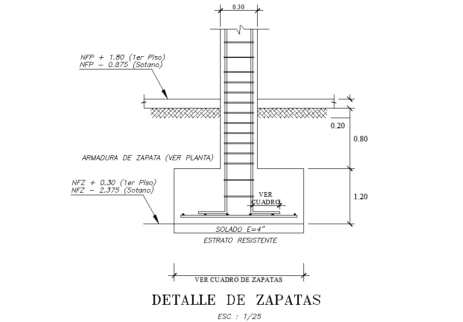 Foundation detail drawing is given for 10x20m office plan in this Autocad drawing file. Download now.