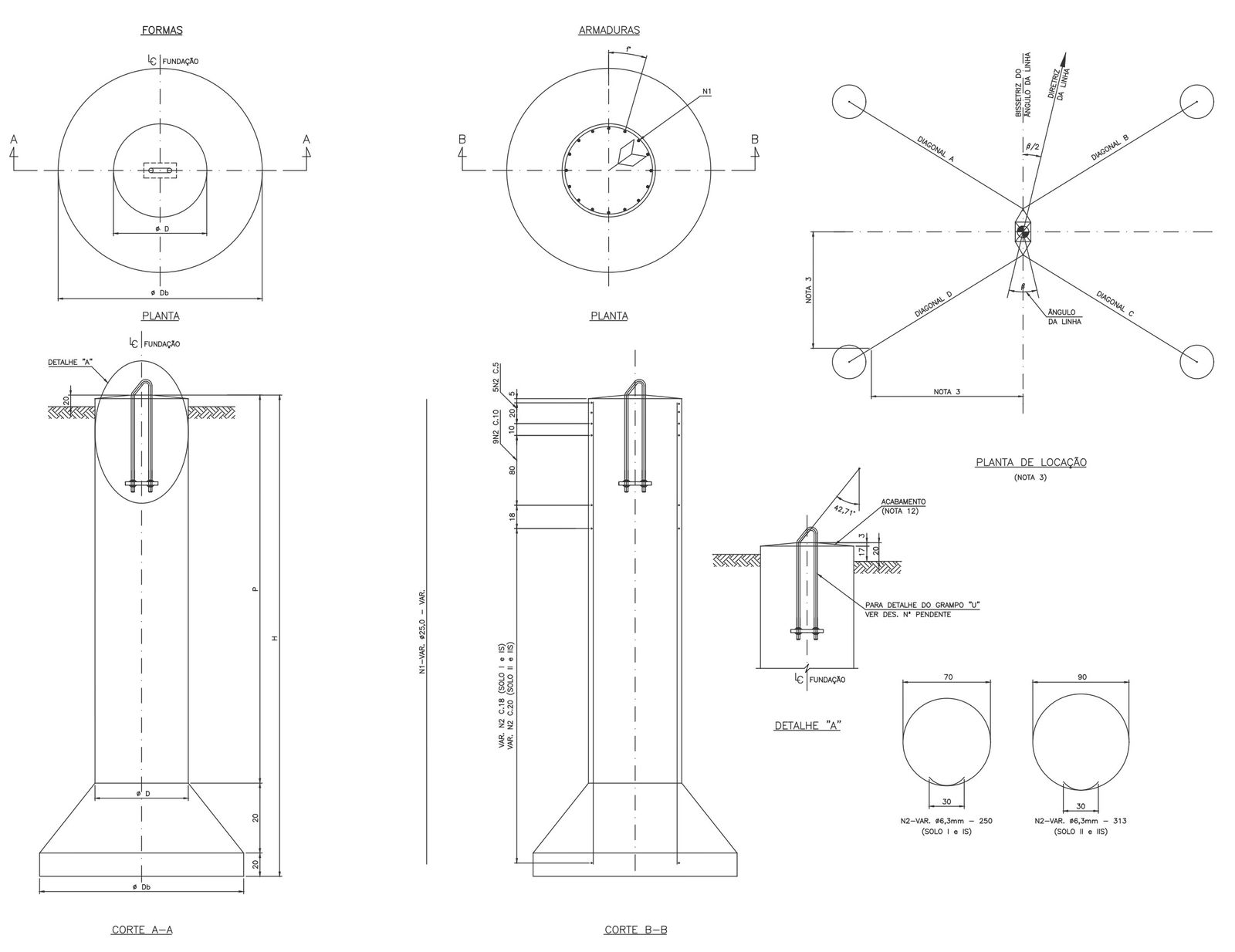 Foundation detailed plan and section DWG autoCAD drawing