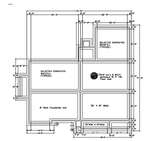 Foundation detail of the 80’x75’ house building is given in this file