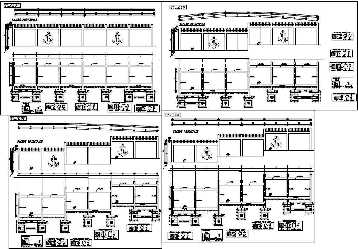 Foundation details of the boundary wall design in AutoCAD 2D drawing, CAD file, dwg file