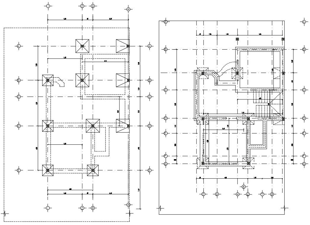Foundation floor plan and terrace floor detailed plan is given. Download the free AutoCAD DWG file.