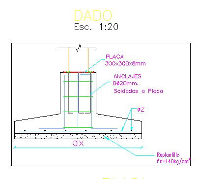 Foundation footing section with detailing