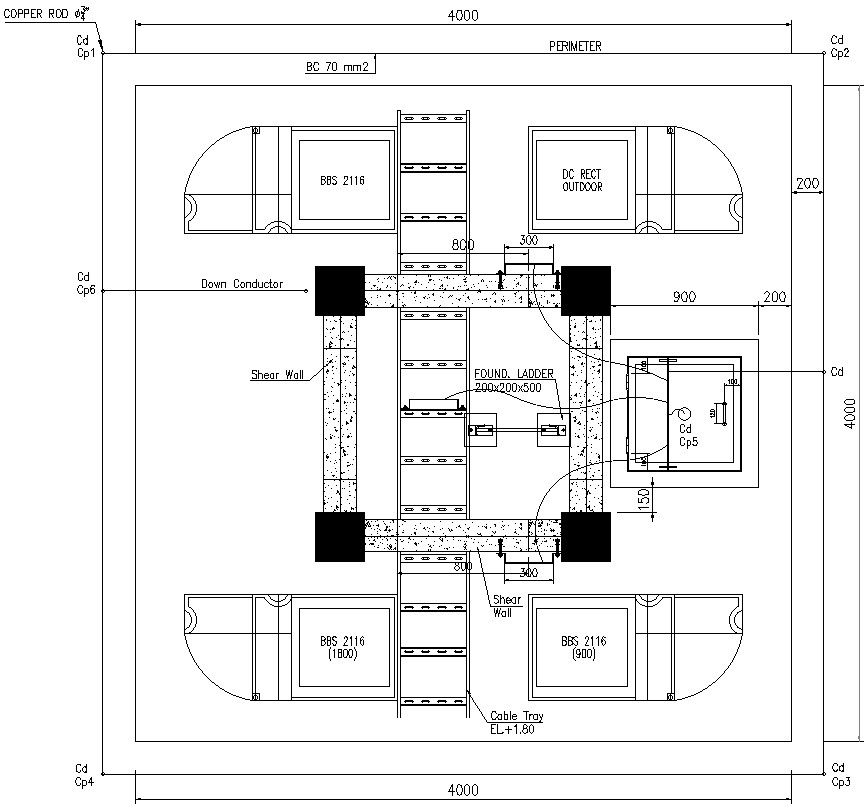Foundation ladder and cable tray details in AutoCAD, dwg file.