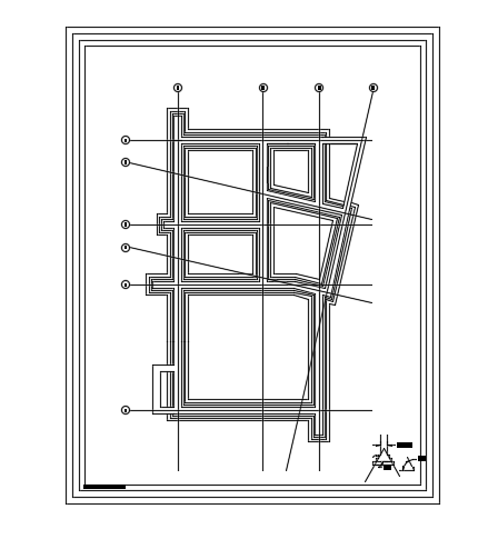 Foundation layout of the 7x13m house plan AutoCAD drawing