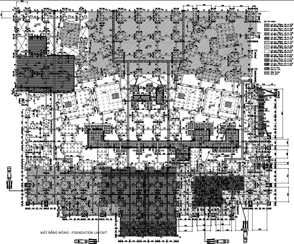 Foundation layout with reinforcement details