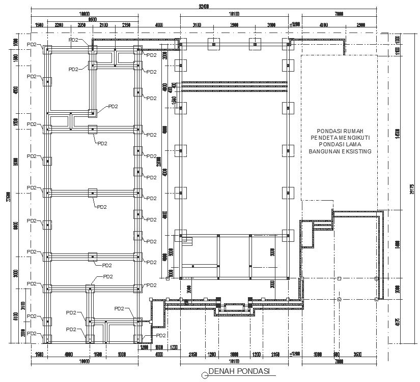 Foundation plan column placing detailed layout DWG autoCAD drawing