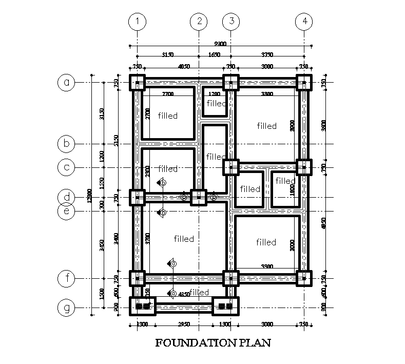 8x12m Residential House Foundation Plan CAD File with Layout Details