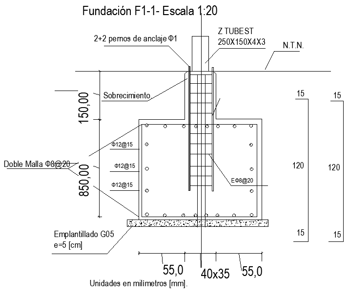 Foundation renforcement  detail Section DWG AutoCAD file